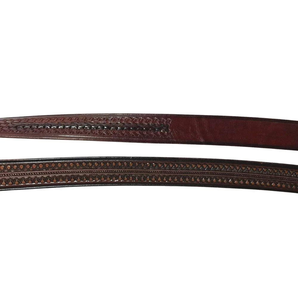 Men's Artisan Leather Western Belts Tooled Braided 40